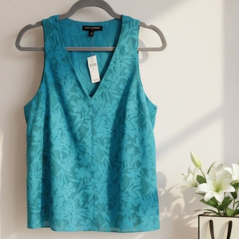 Banana Republic M Deep Aqua Sleeveless Shell Top Women's Medium NWT $55
